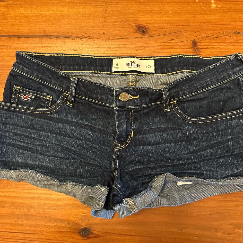 Hollister Women's Dark Blue Denim Shorts